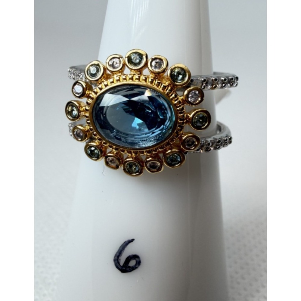 Size 6 Bomb Party Greek Goddess Retro Ring - RBP4560 The Daphne Ring - Blue Zirc
